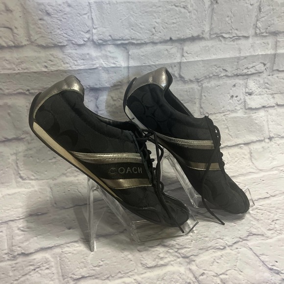 Coach Logo Shoes- Black & Silver - Picture 3 of 4